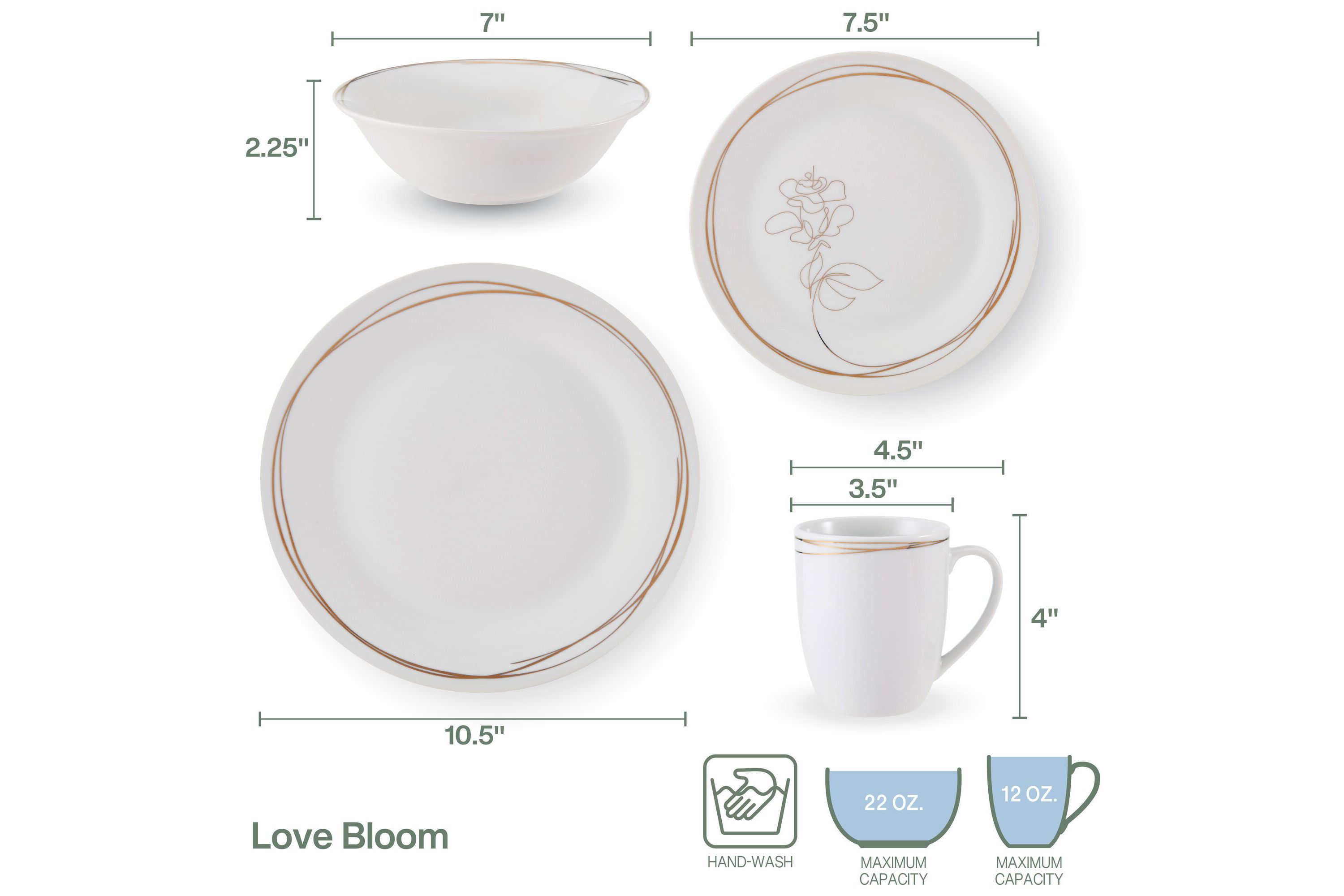 Love Blooms 32-Piece Dinnerware Set, Service for 8, Love Blooms Pattern