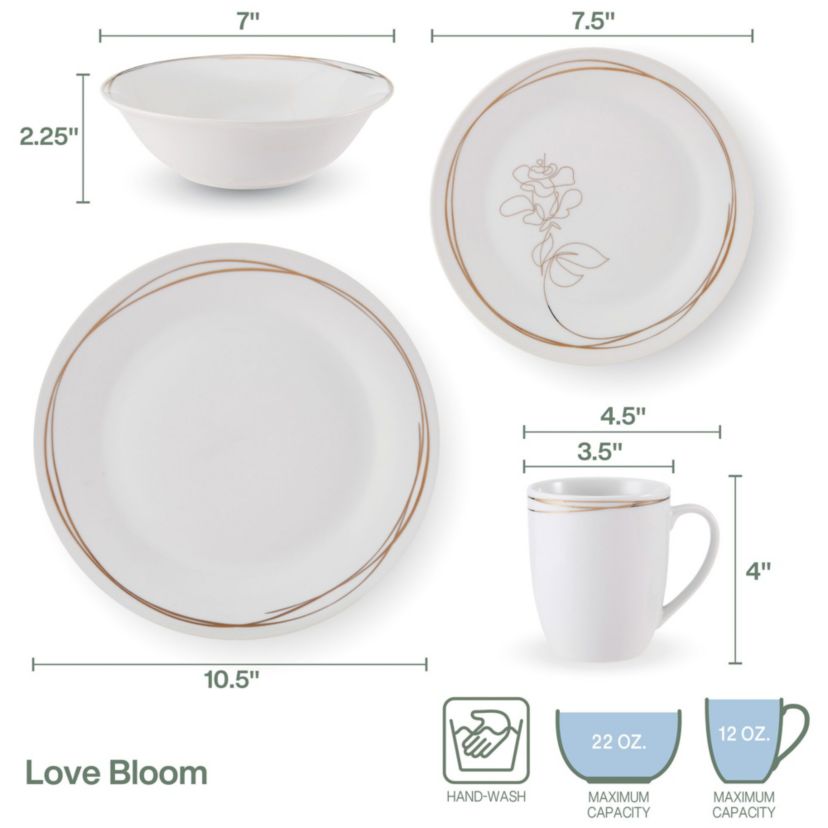 Love Blooms 32-Piece Dinnerware Set, Service for 8, Love Blooms Pattern