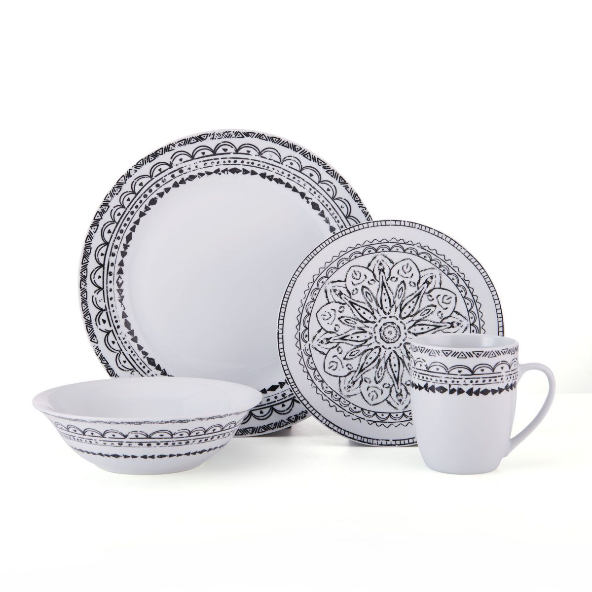 Ink Delight 32 Piece Dinnerware Set, Service For 8, Multicolor
