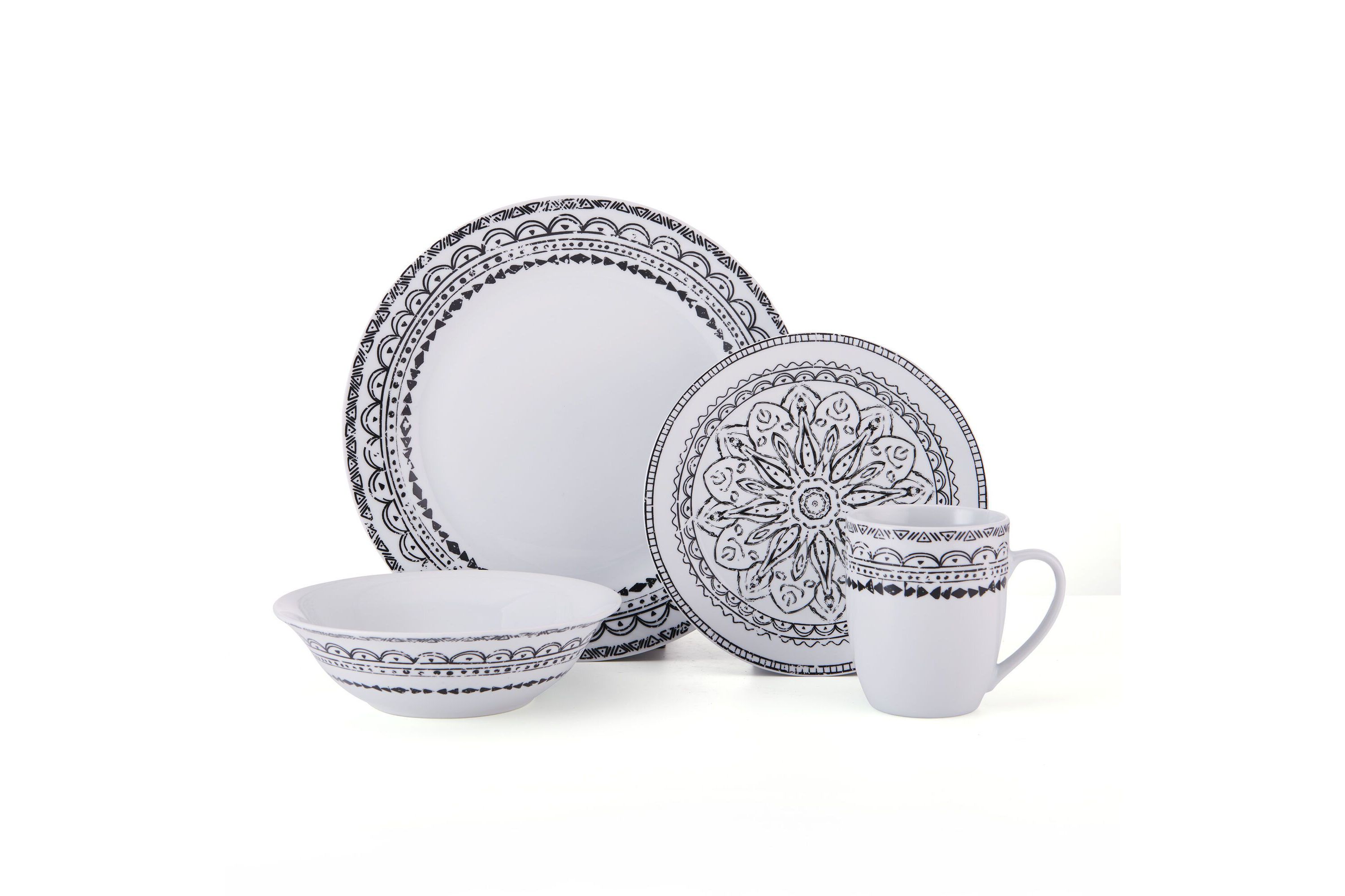 Ink Delight 32 Piece Dinnerware Set, Service For 8, Multicolor
