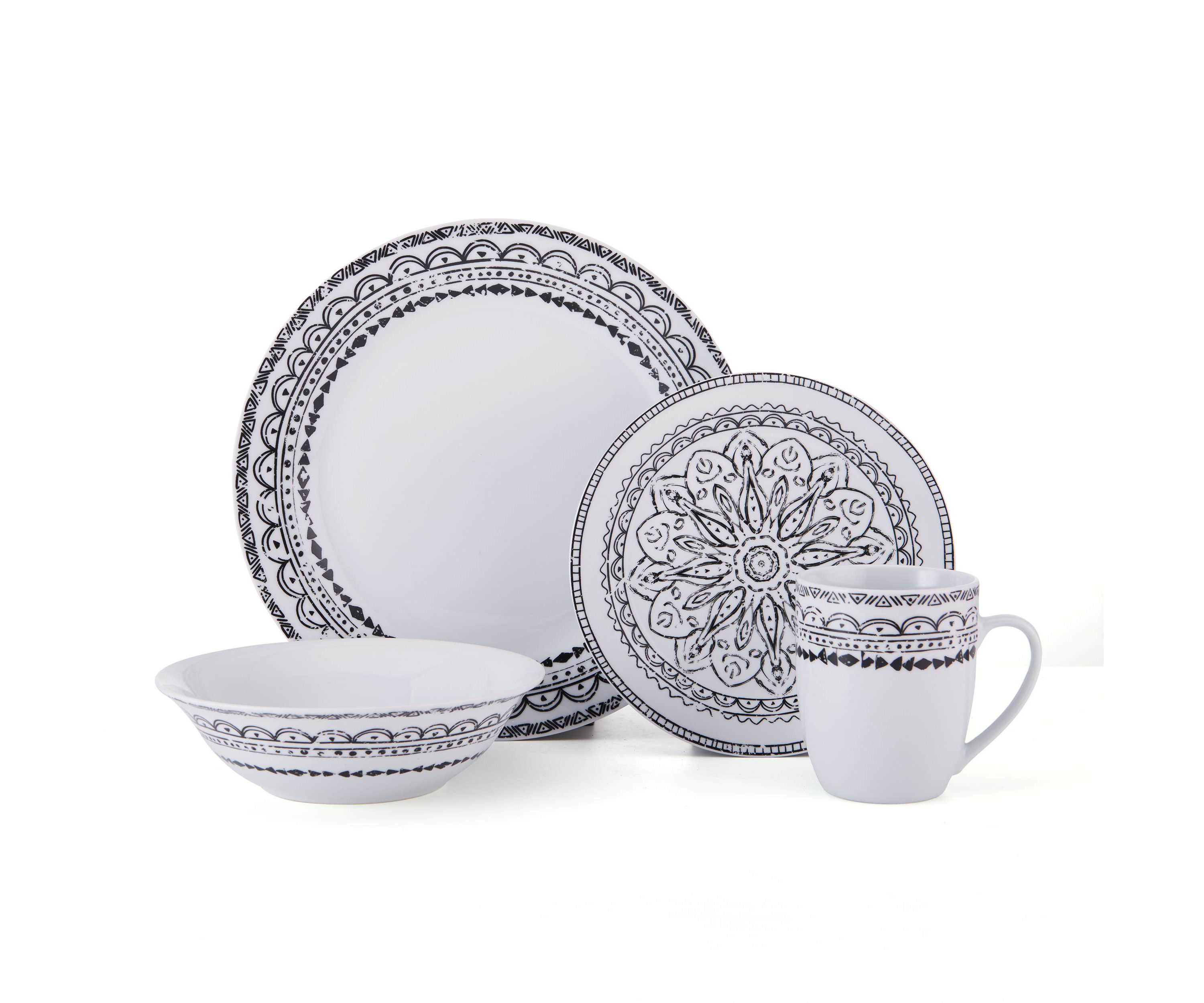 Ink Delight 32 Piece Dinnerware Set, Service For 8, Multicolor