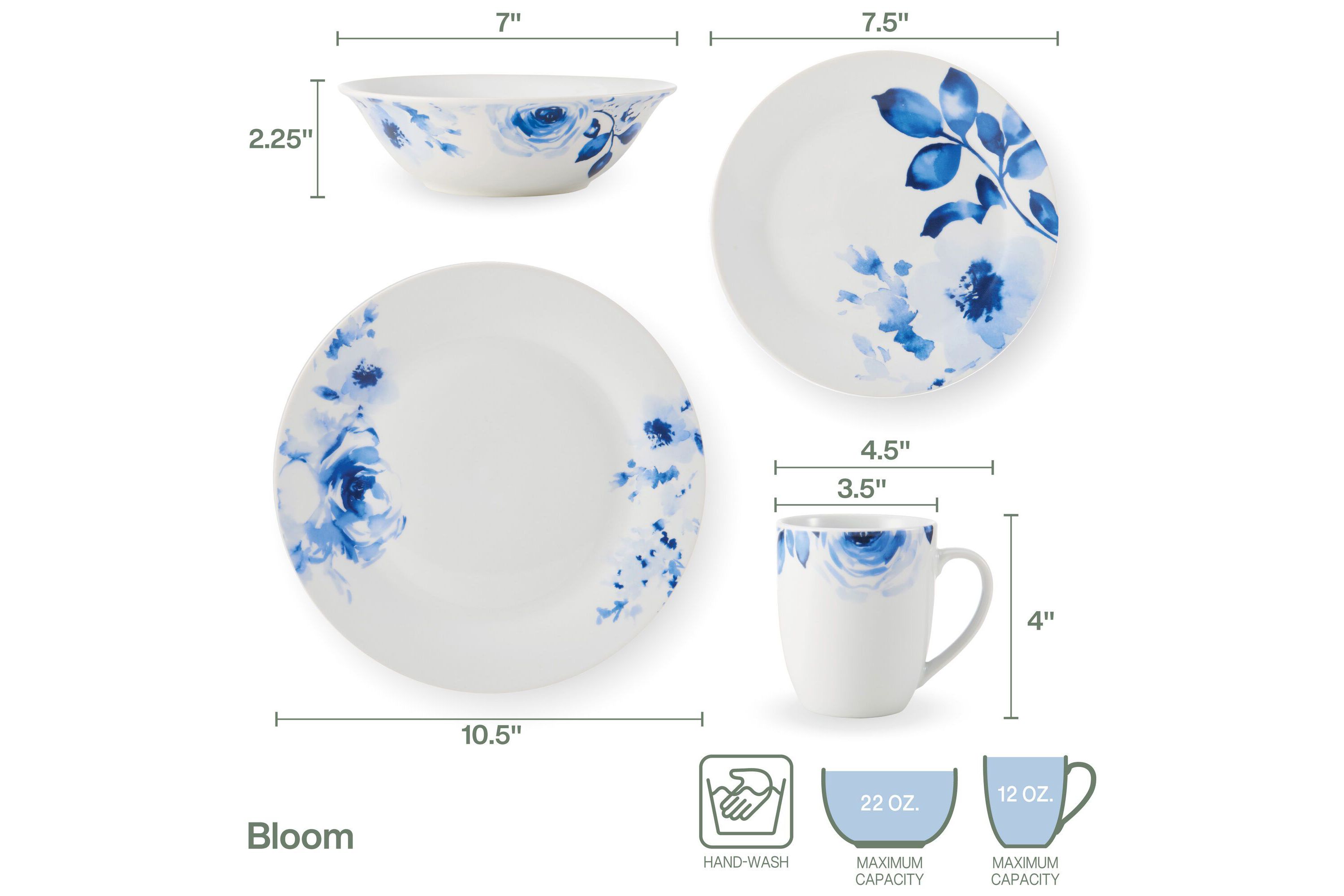Bloom 32-Piece Dinnerware Set, Service for 8, Bloom Pattern