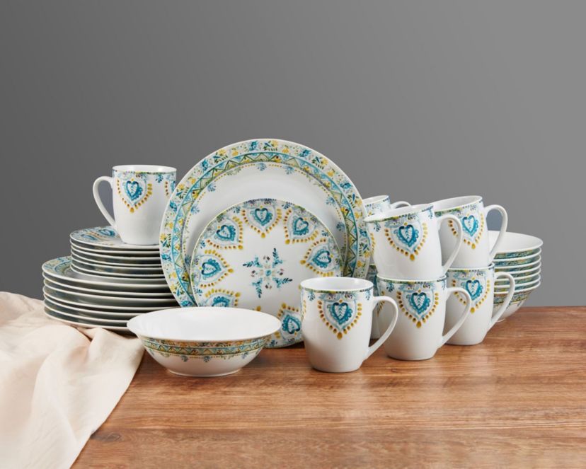 Jodhpur 32 Piece Dinnerware Set, Service For 8, Multiolor