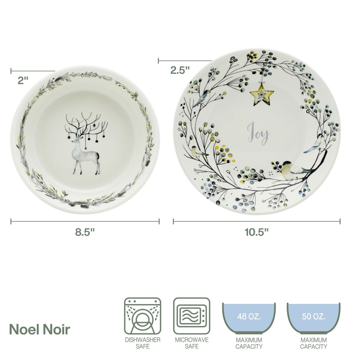 Noel Noir Set of 2 Bowls