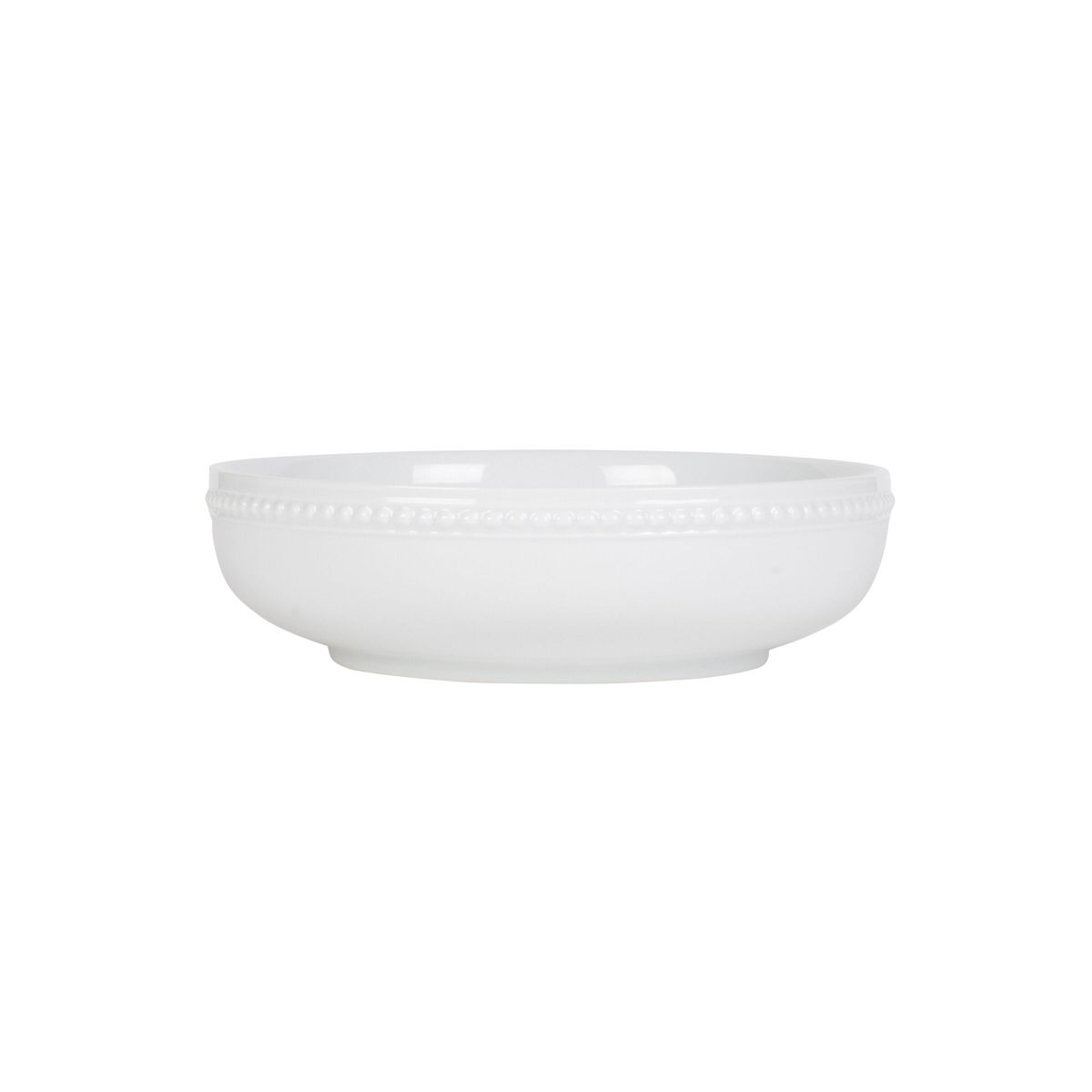 Everyday White Beaded Dinner Bowls, Set of 4
