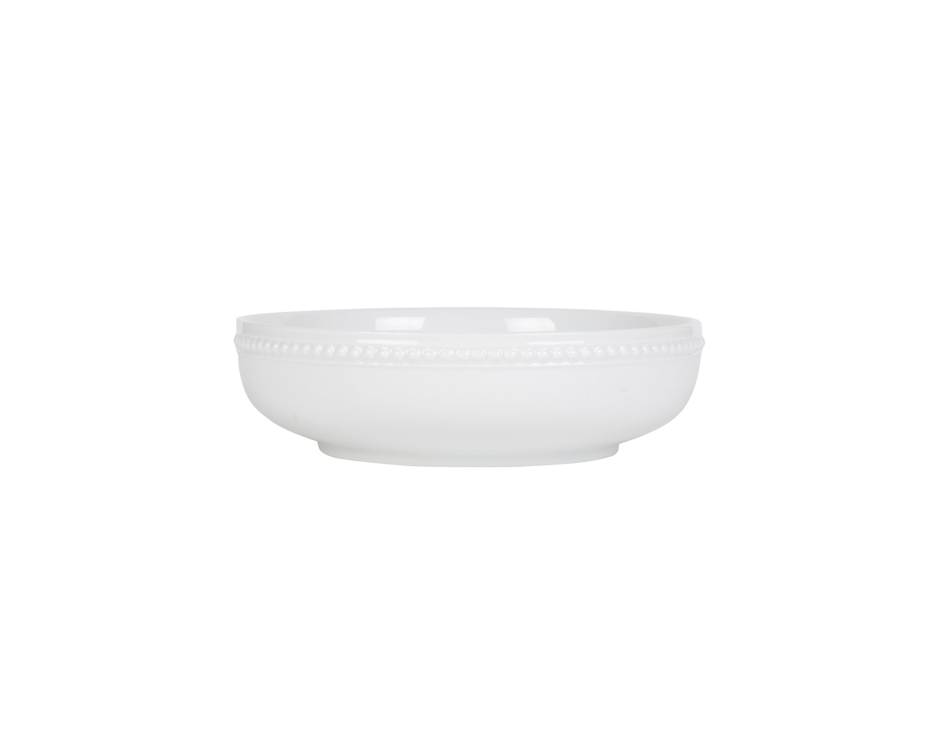 Everyday White Beaded Dinner Bowls, Set of 4