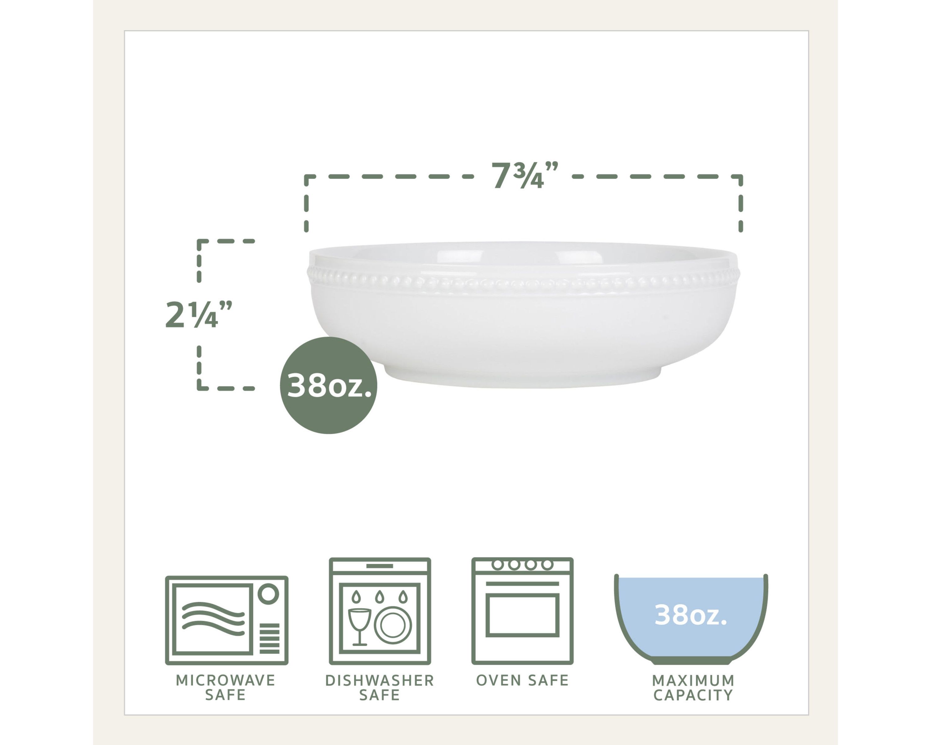 Everyday White Beaded Dinner Bowls, Set of 4