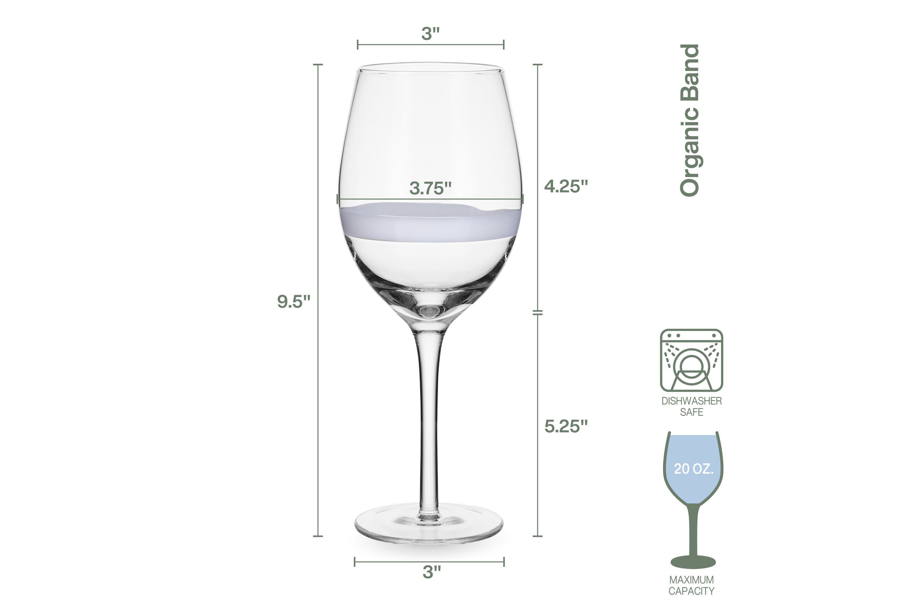 Everyday White by  Organic Band Set of 4 Red Wine Glasses, 20 Ounce, Clear