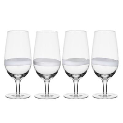 Fitz And Floyd Everyday White By Organic Band Set Of 4 Juice Glasses, 19.0 Ounce, Clear