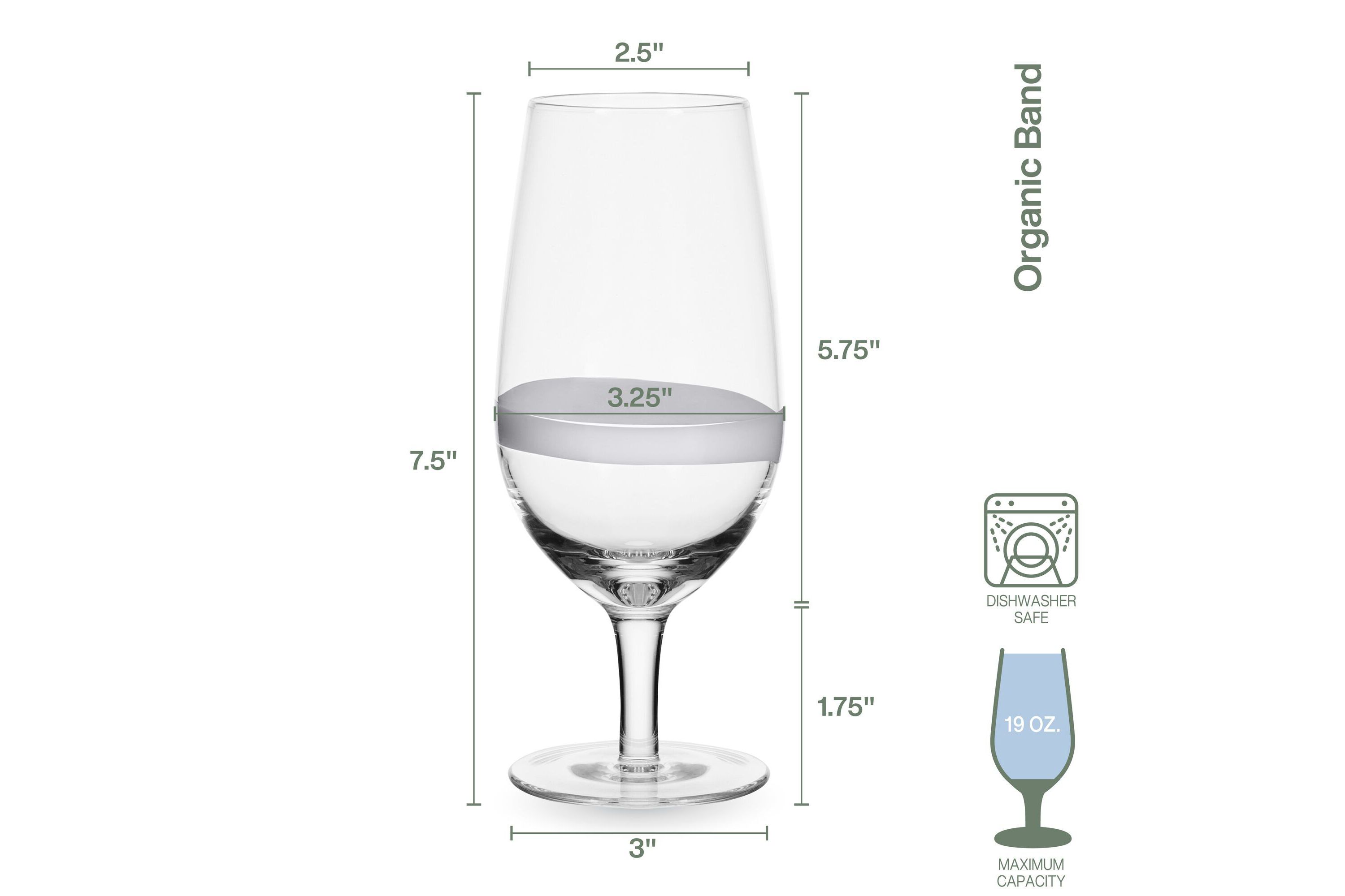 Everyday White by  Organic Band Set of 4 Juice Glasses, 19.0 Ounce, Clear