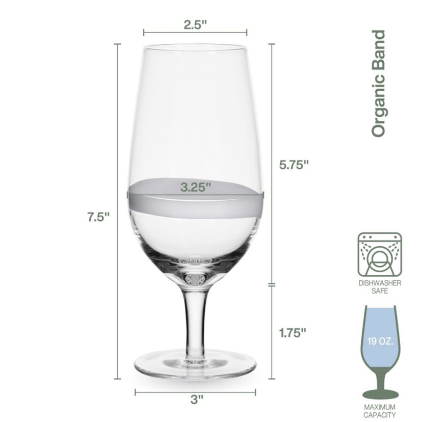 Everyday White by  Organic Band Set of 4 Juice Glasses, 19.0 Ounce, Clear