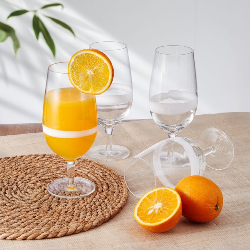 Everyday White by  Organic Band Set of 4 Juice Glasses, 19.0 Ounce, Clear