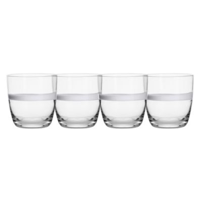 Fitz And Floyd Everyday White By Organic Band Set Of 4 Dof Glasses, 15.0 Ounce, Clear