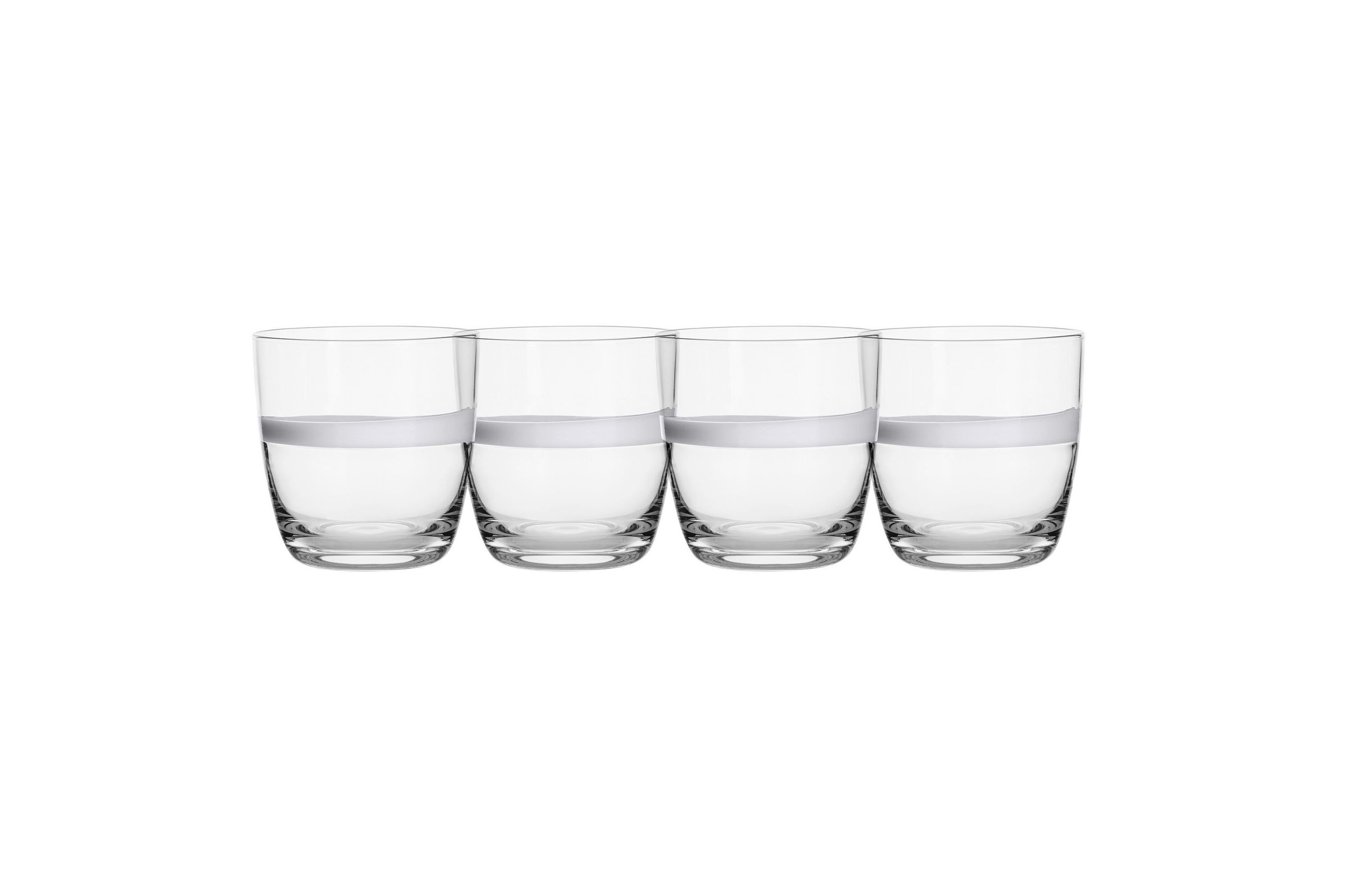 Everyday White by  Organic Band Set of 4 DOF Glasses, 15.0 Ounce, Clear