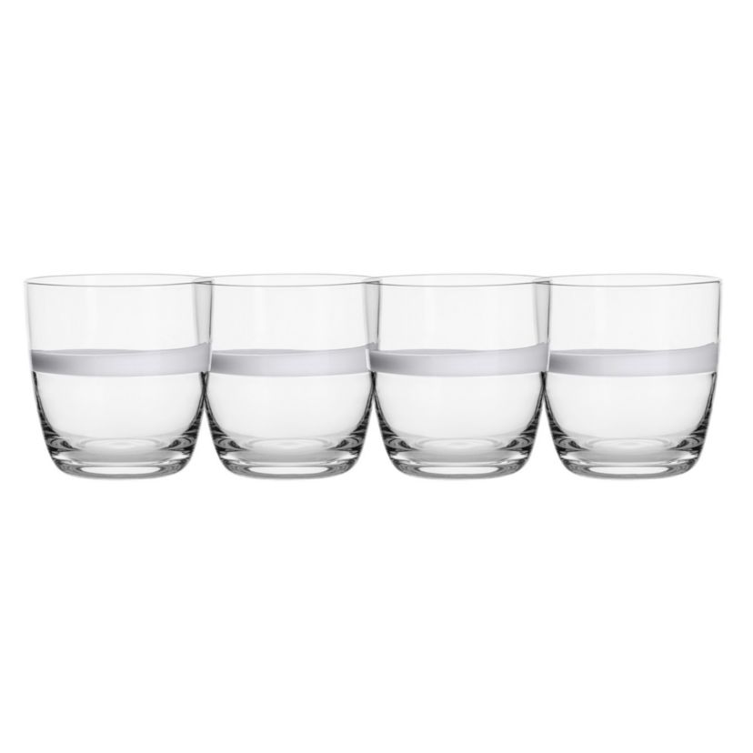 Everyday White by  Organic Band Set of 4 DOF Glasses, 15.0 Ounce, Clear