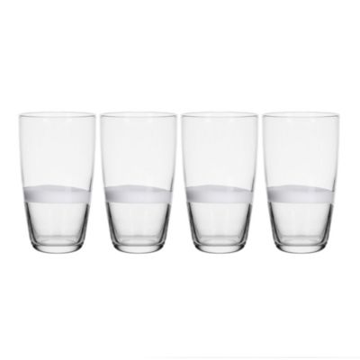 Fitz And Floyd Everyday White By Organic Band Set Of 4 Highball Glasses, 14.5 Ounce, Clear