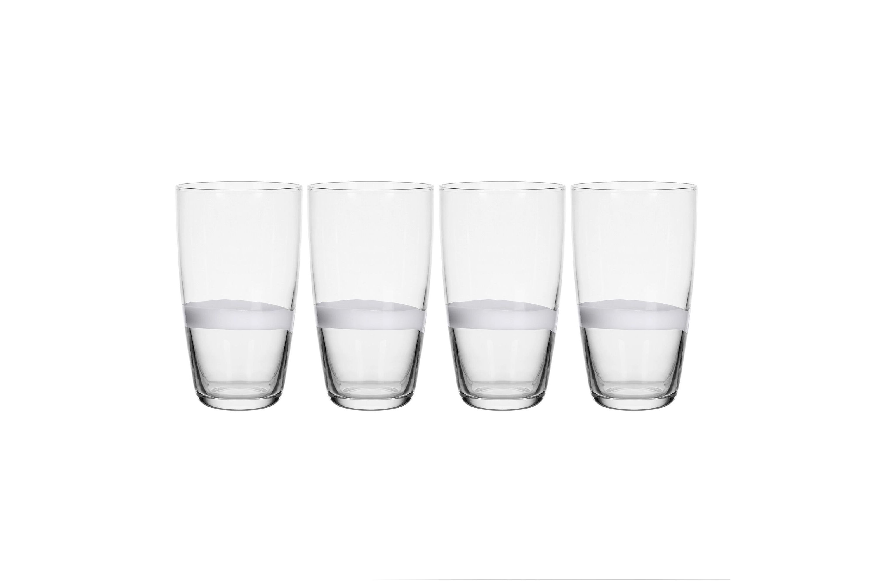Everyday White by  Organic Band Set of 4 Highball Glasses, 14.5 Ounce, Clear