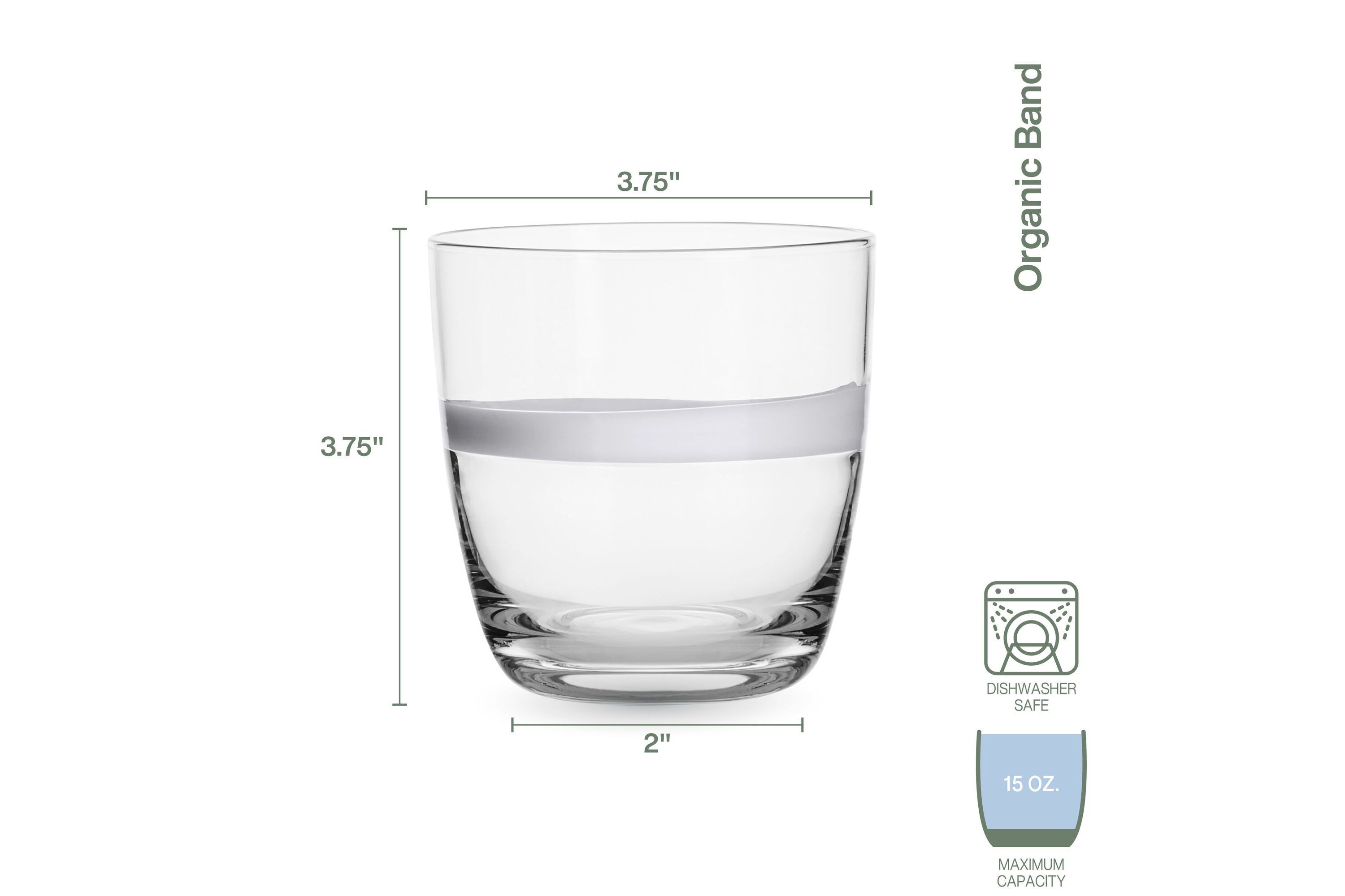Everyday White by  Organic Band Set of 4 Highball Glasses, 14.5 Ounce, Clear