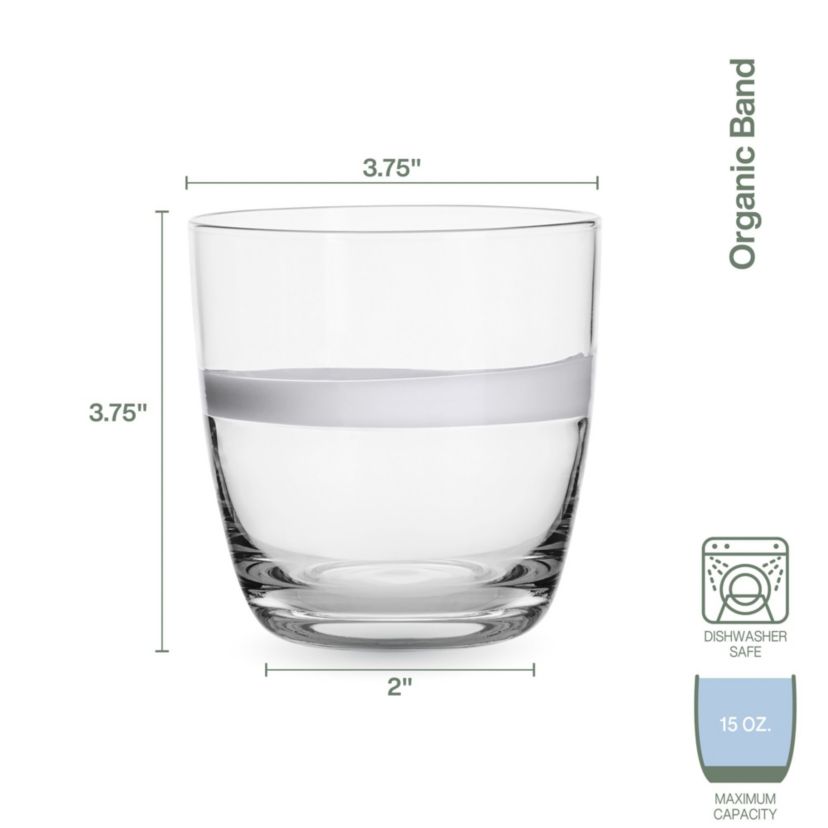 Everyday White by  Organic Band Set of 4 Highball Glasses, 14.5 Ounce, Clear