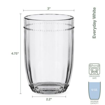 Everyday White by  Beaded Highball 12.0 Ounce Glasses, Set of 4, Clear