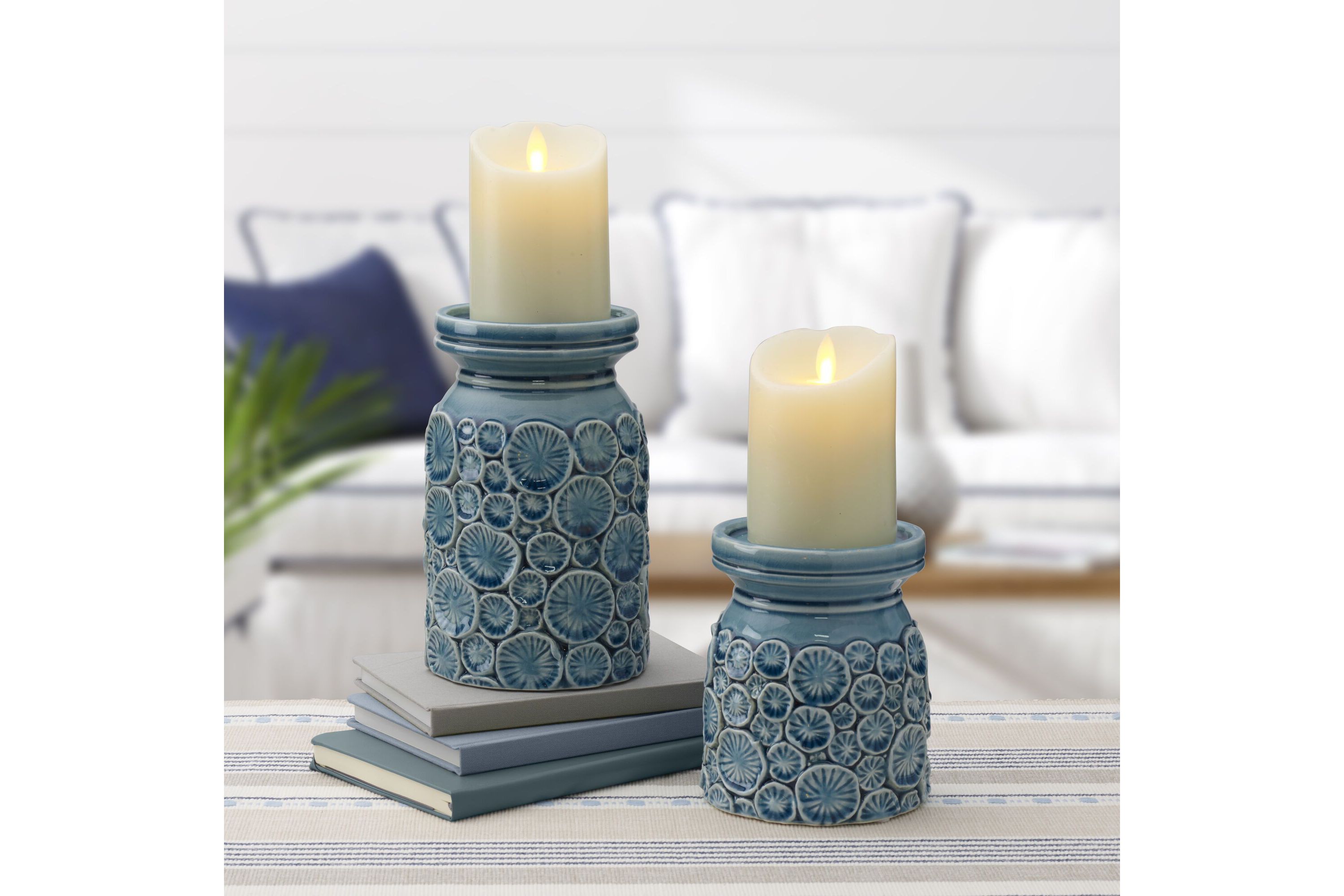 Coastal Home Pillar Candle Holder Pair