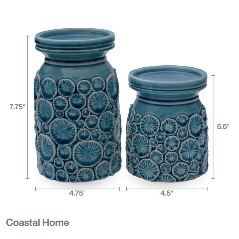 Coastal Home Pillar Candle Holder Pair
