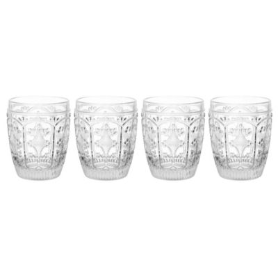 Fitz And Floyd Trestle 10-Ounce Rocks Double Old Fashioned, Set Of 4, Clear