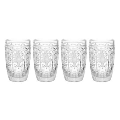 Fitz And Floyd Trestle Highball Tumbler Cups, 12-Ounce, Set Of 4, Clear
