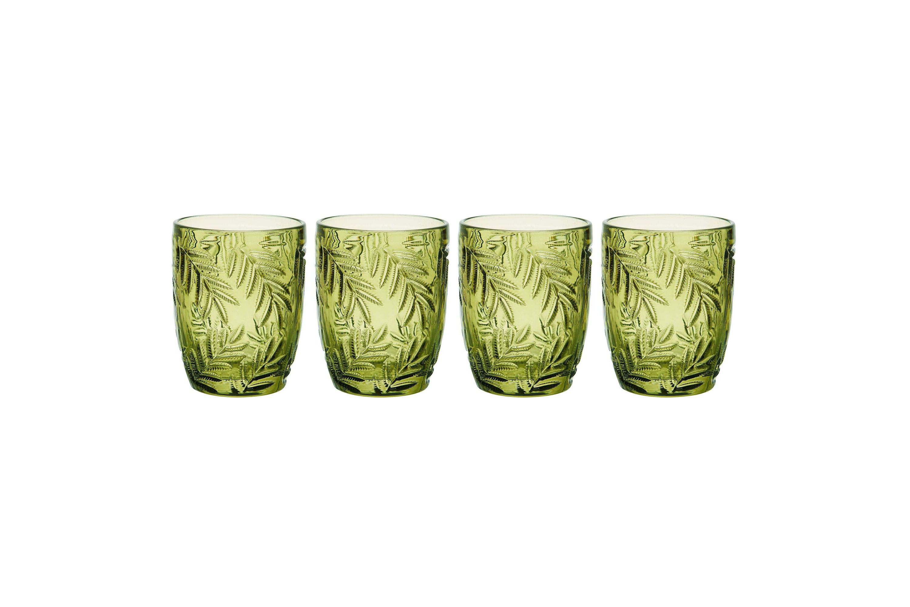 Villa Palm Rocks Double Old Fashioned, Set of 4, Green, 10-ounce
