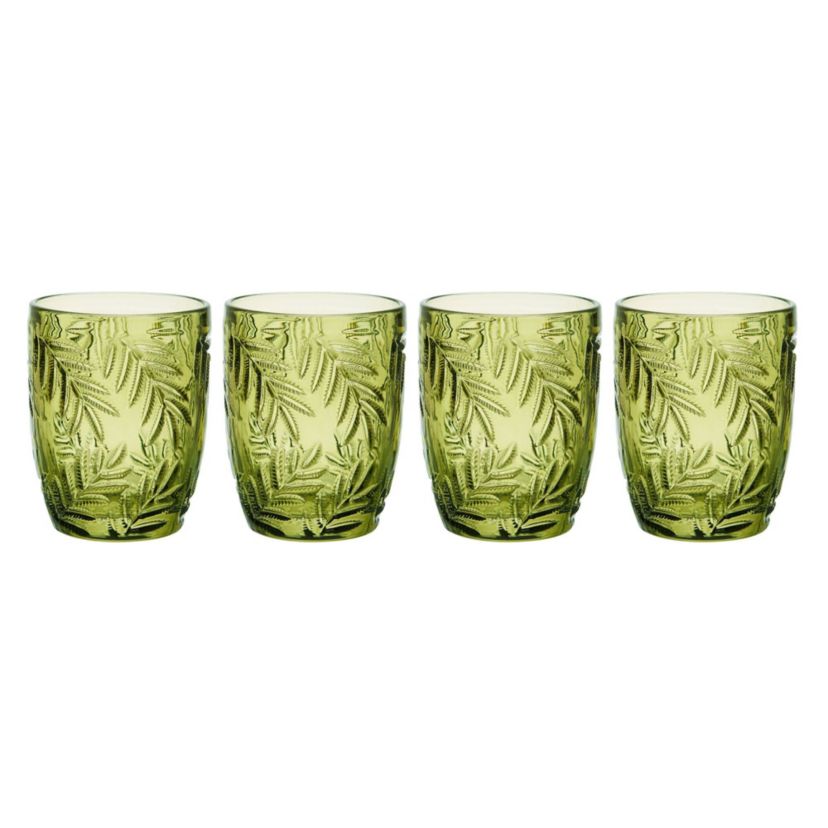 Villa Palm Rocks Double Old Fashioned, Set of 4, Green, 10-ounce