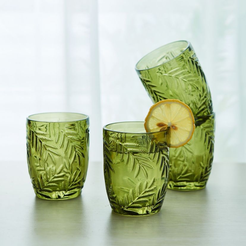Villa Palm Rocks Double Old Fashioned, Set of 4, Green, 10-ounce