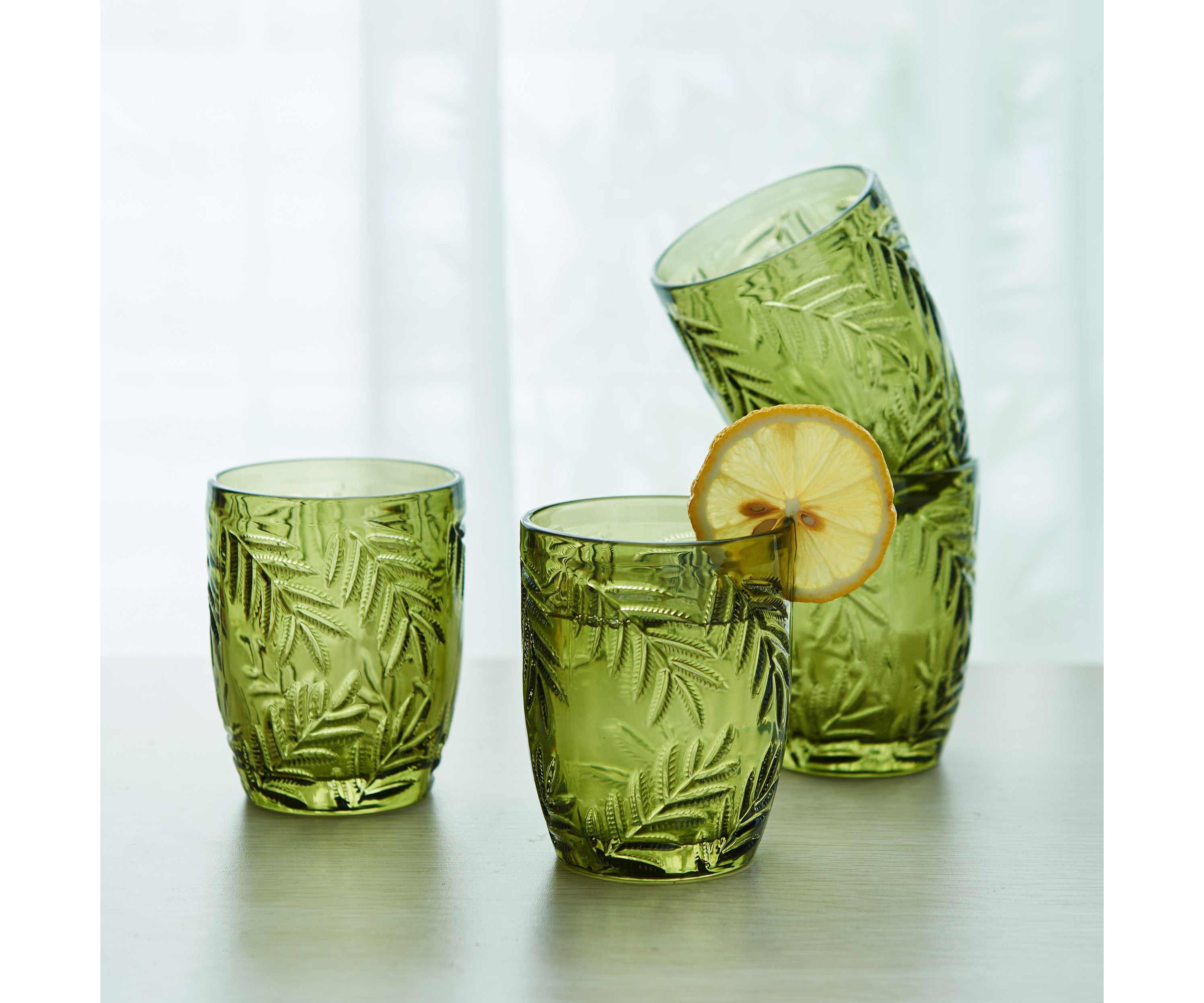 Villa Palm Rocks Double Old Fashioned, Set of 4, Green, 10-ounce