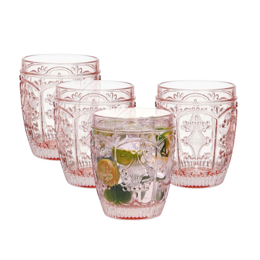 Trestle Rocks Double Old Fashioned, Set of 4, Blush, 10-ounce