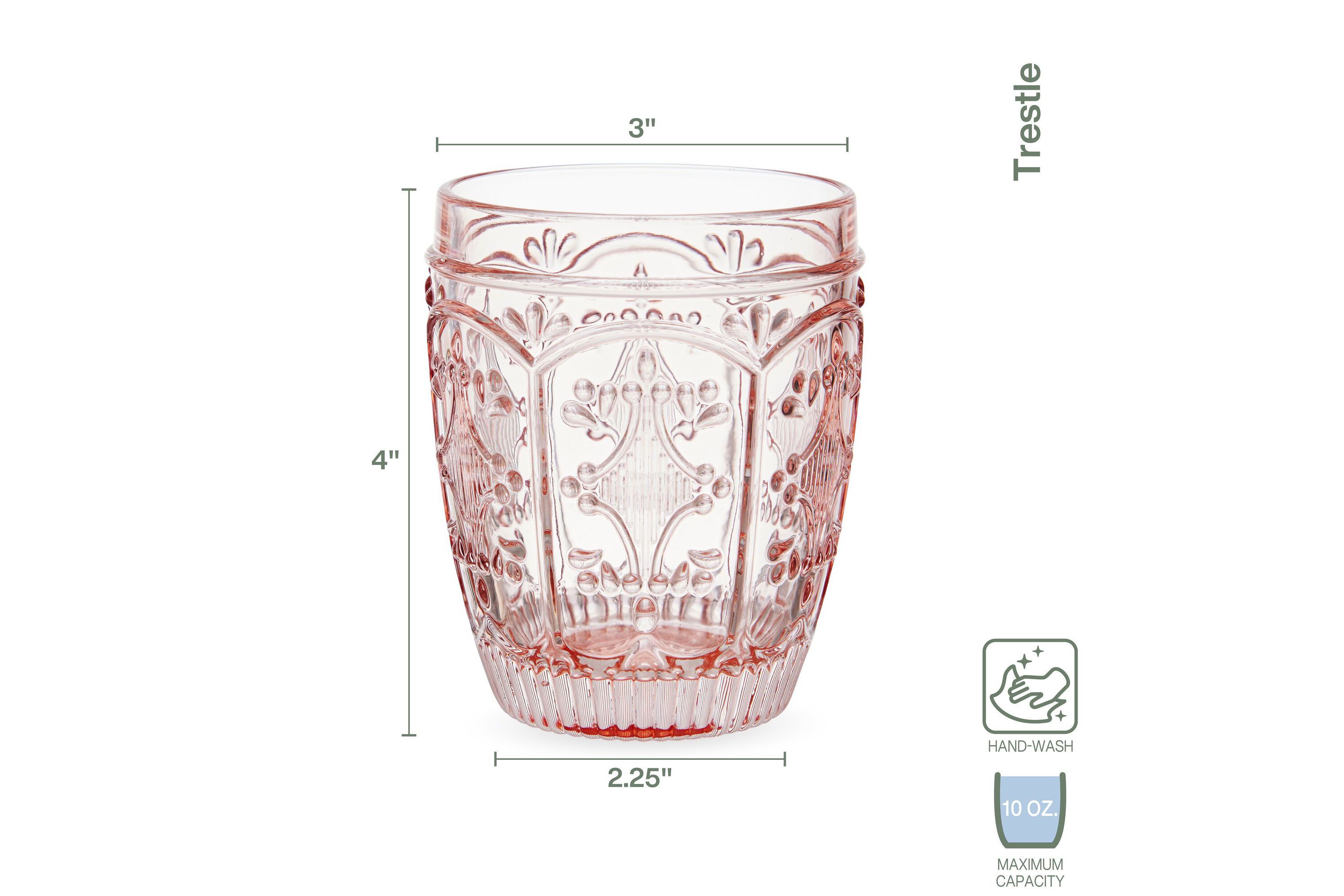 Trestle Rocks Double Old Fashioned, Set of 4, Blush, 10-ounce