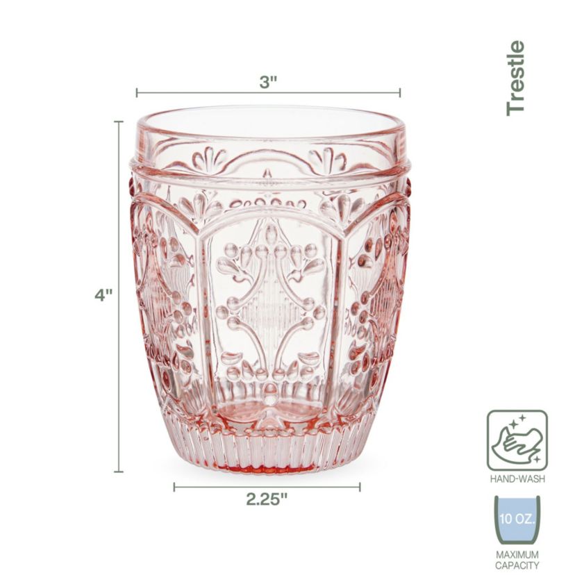 Trestle Rocks Double Old Fashioned, Set of 4, Blush, 10-ounce