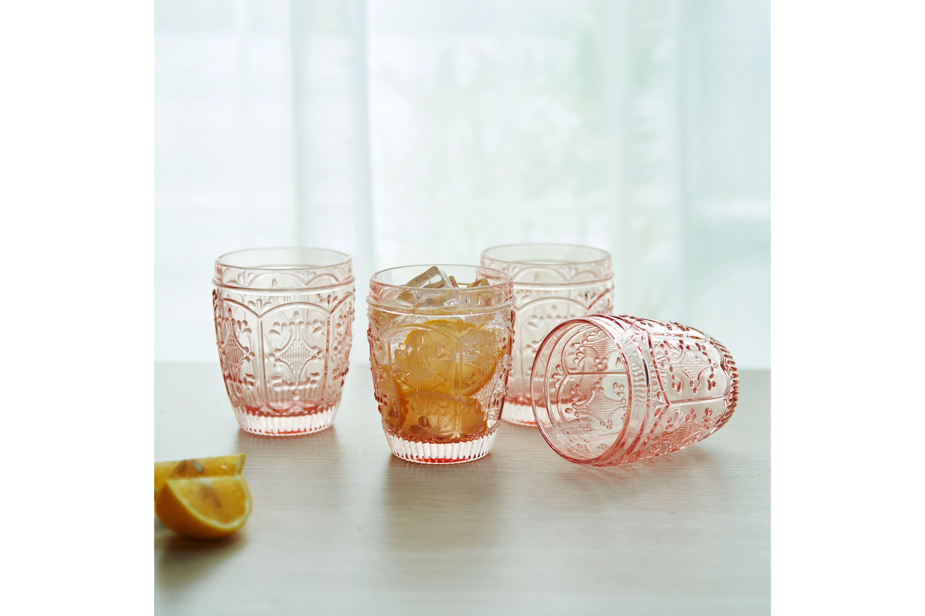 Trestle Rocks Double Old Fashioned, Set of 4, Blush, 10-ounce