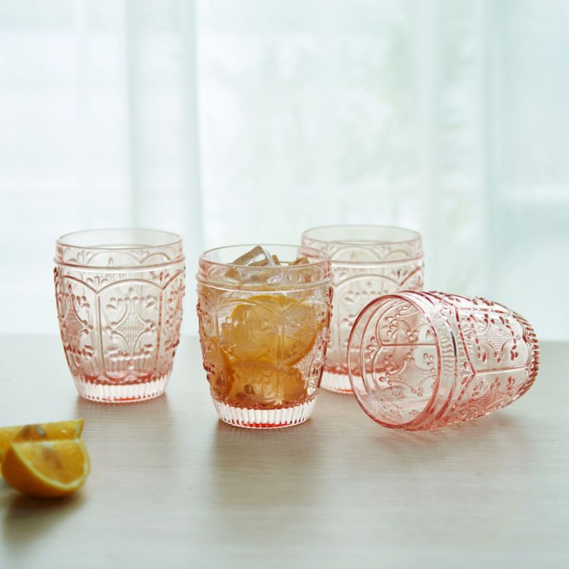 Trestle Rocks Double Old Fashioned, Set of 4, Blush, 10-ounce