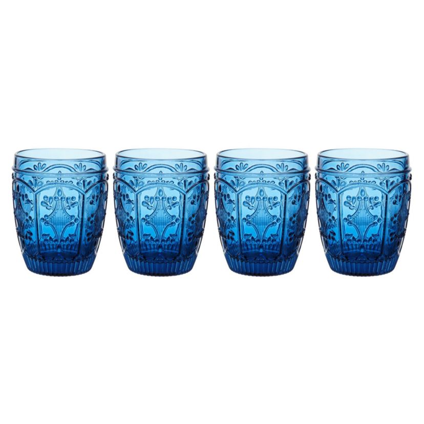 Trestle Rocks Double Old Fashioned, Set of 4, Blue, 10-ounce