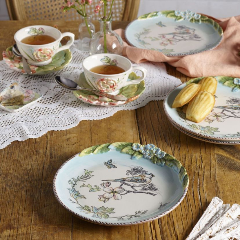 English Garden Bird Accent Plate, Set of 4