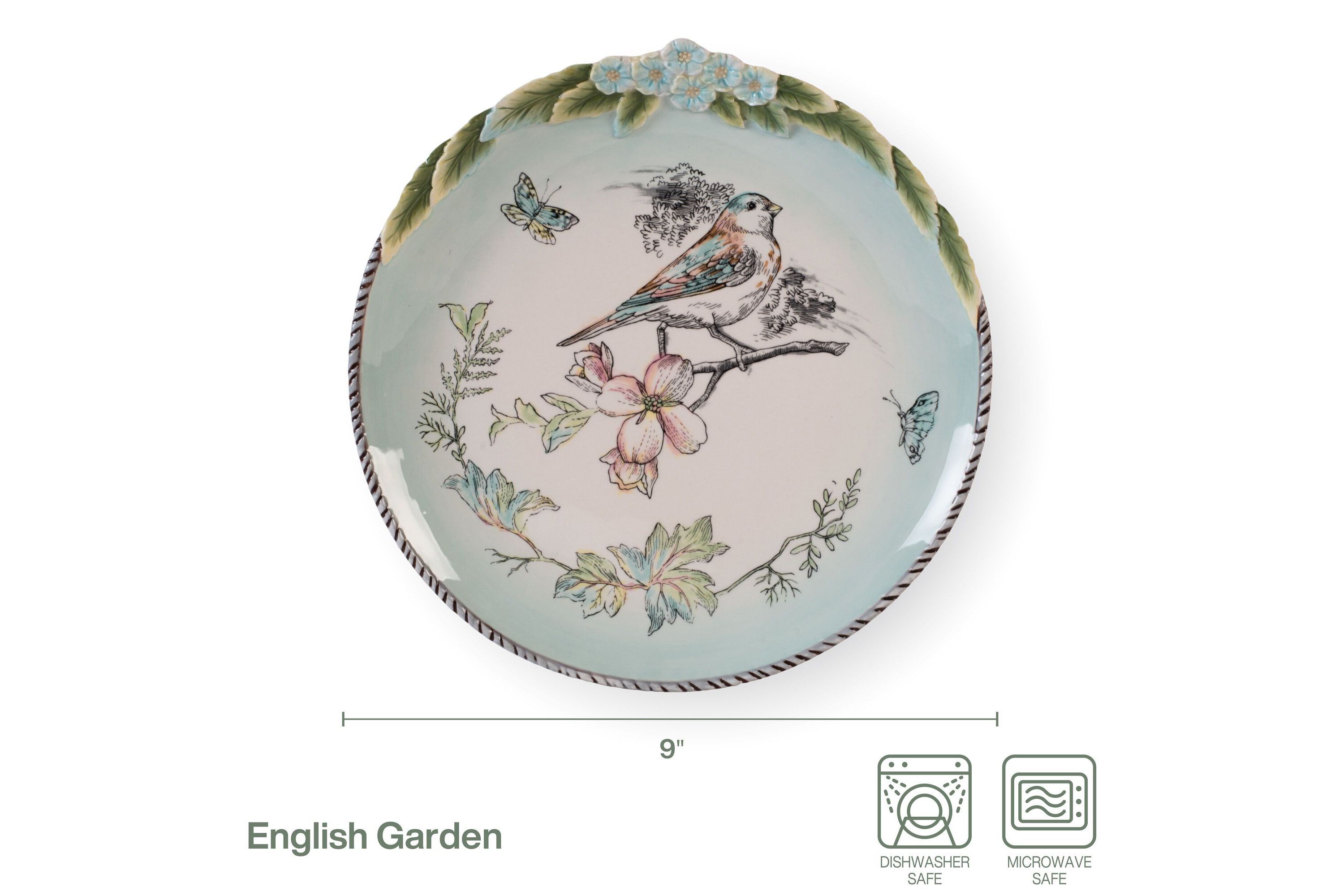 English Garden Bird Accent Plate, Set of 4