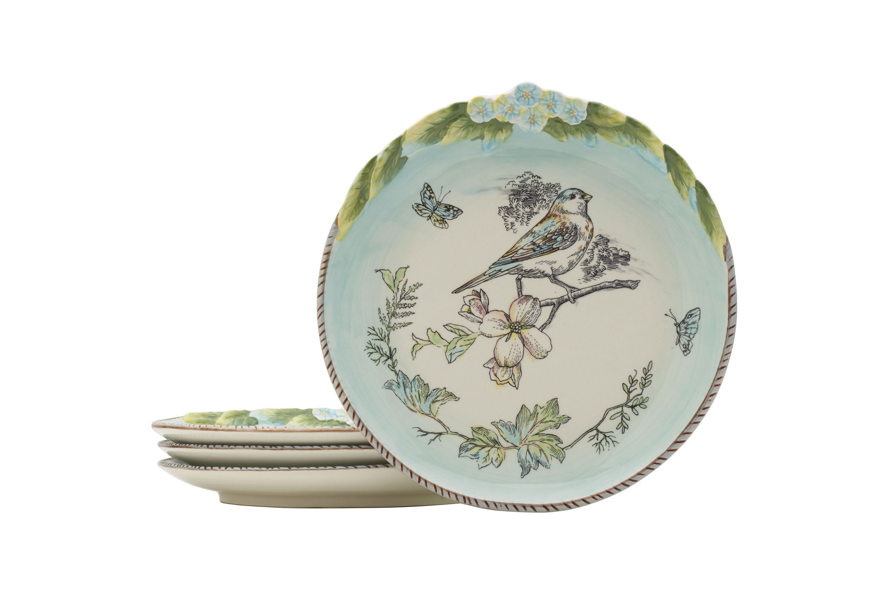 English Garden Bird Accent Plate, Set of 4