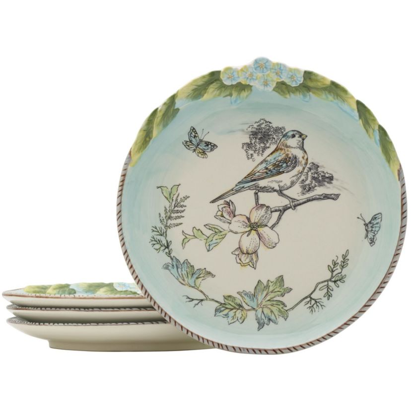 English Garden Bird Accent Plate, Set of 4