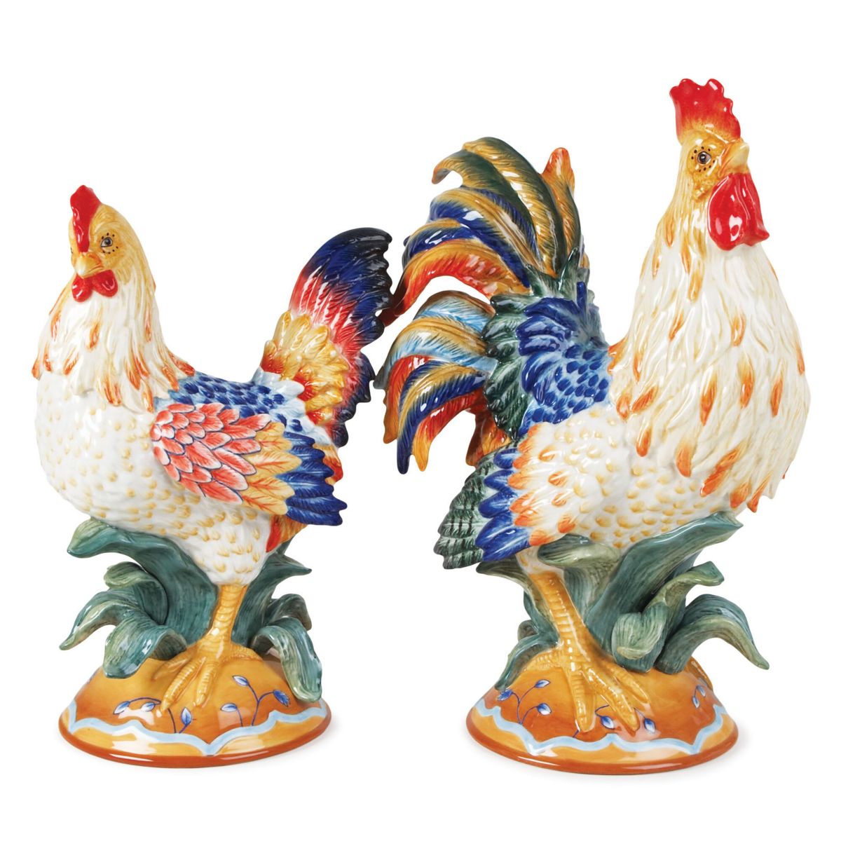 Ricamo Rooster and Hen Figurine