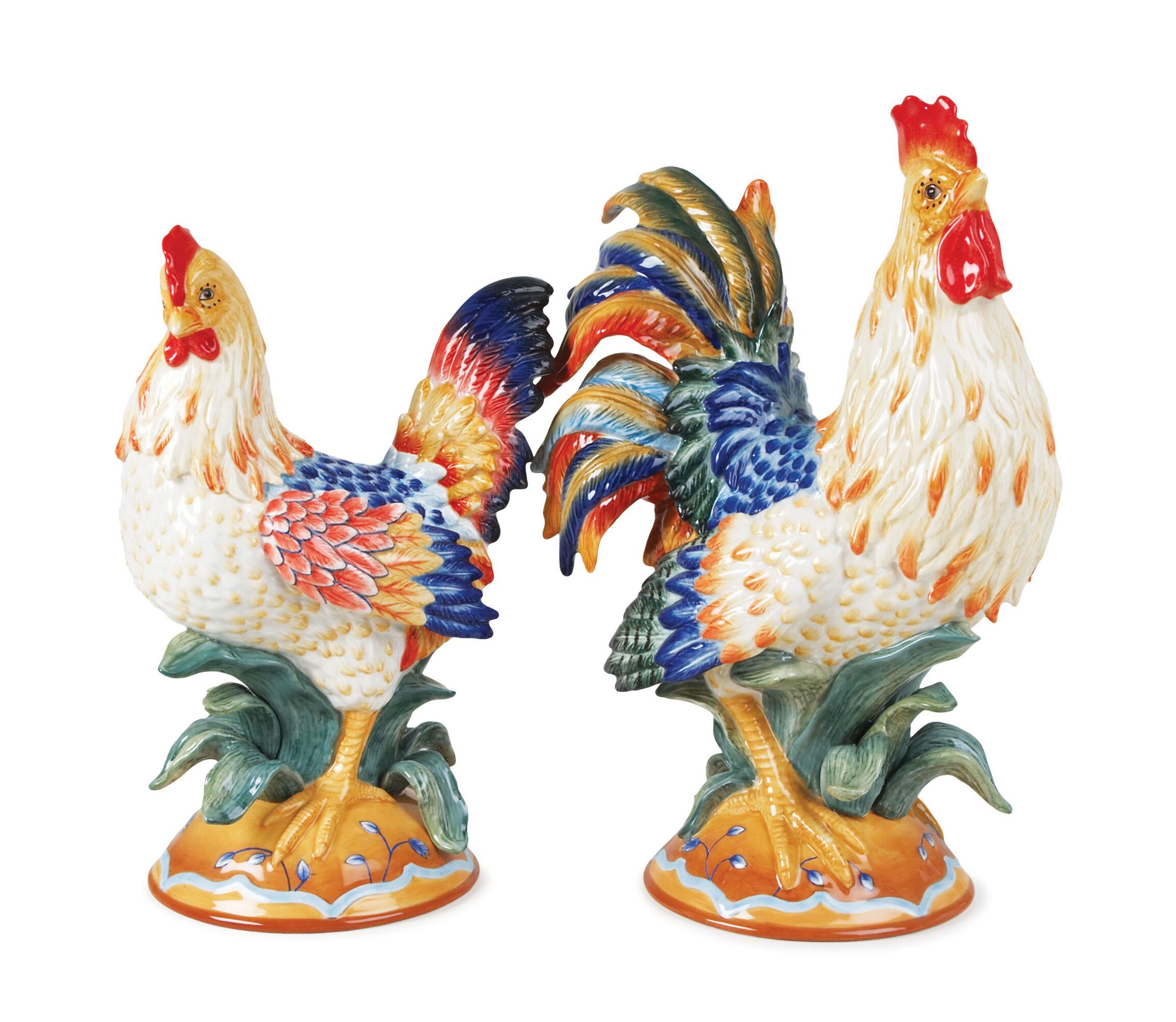 Ricamo Rooster and Hen Figurine