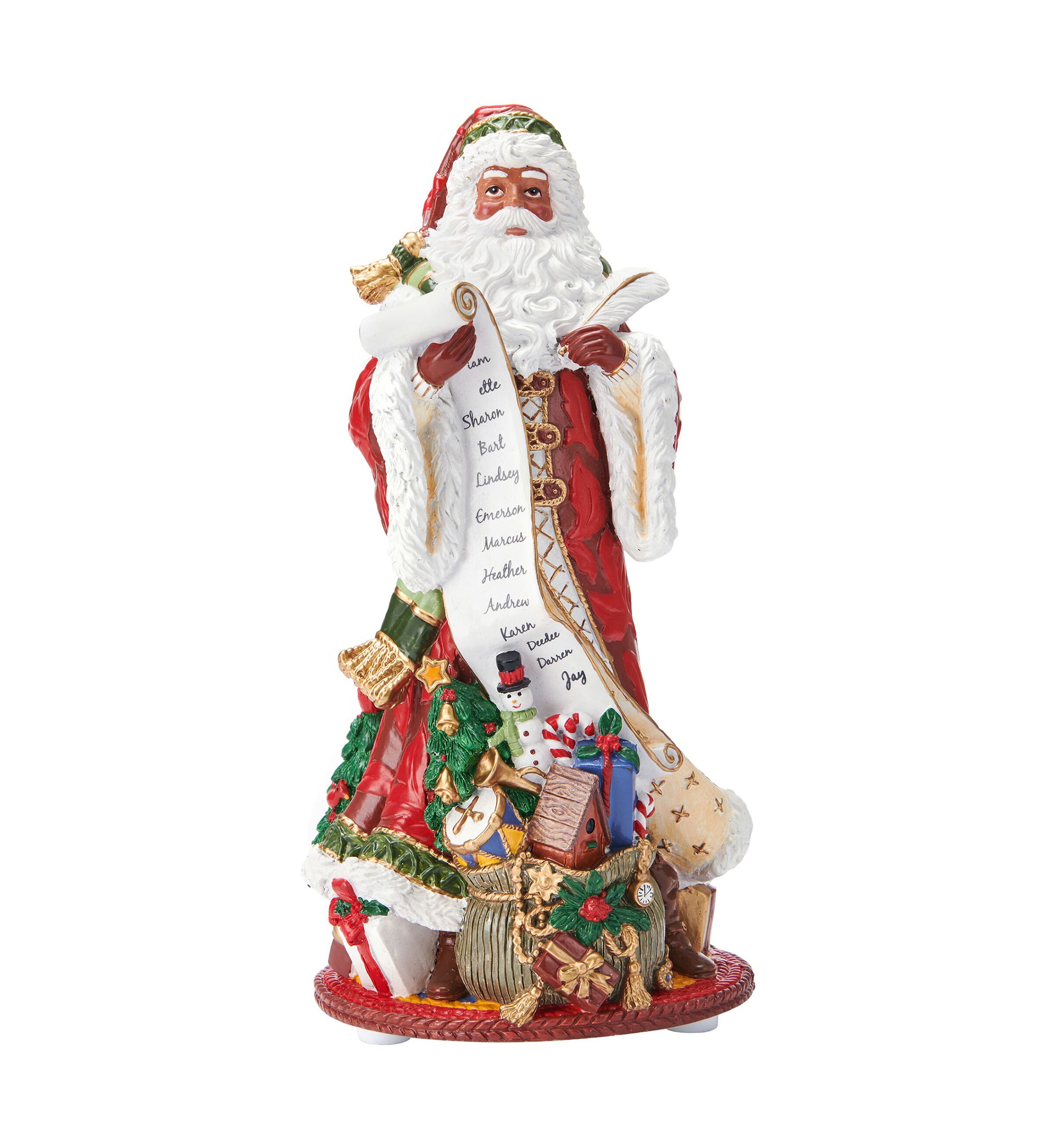 Holiday Home African American Santa Musical Figurine