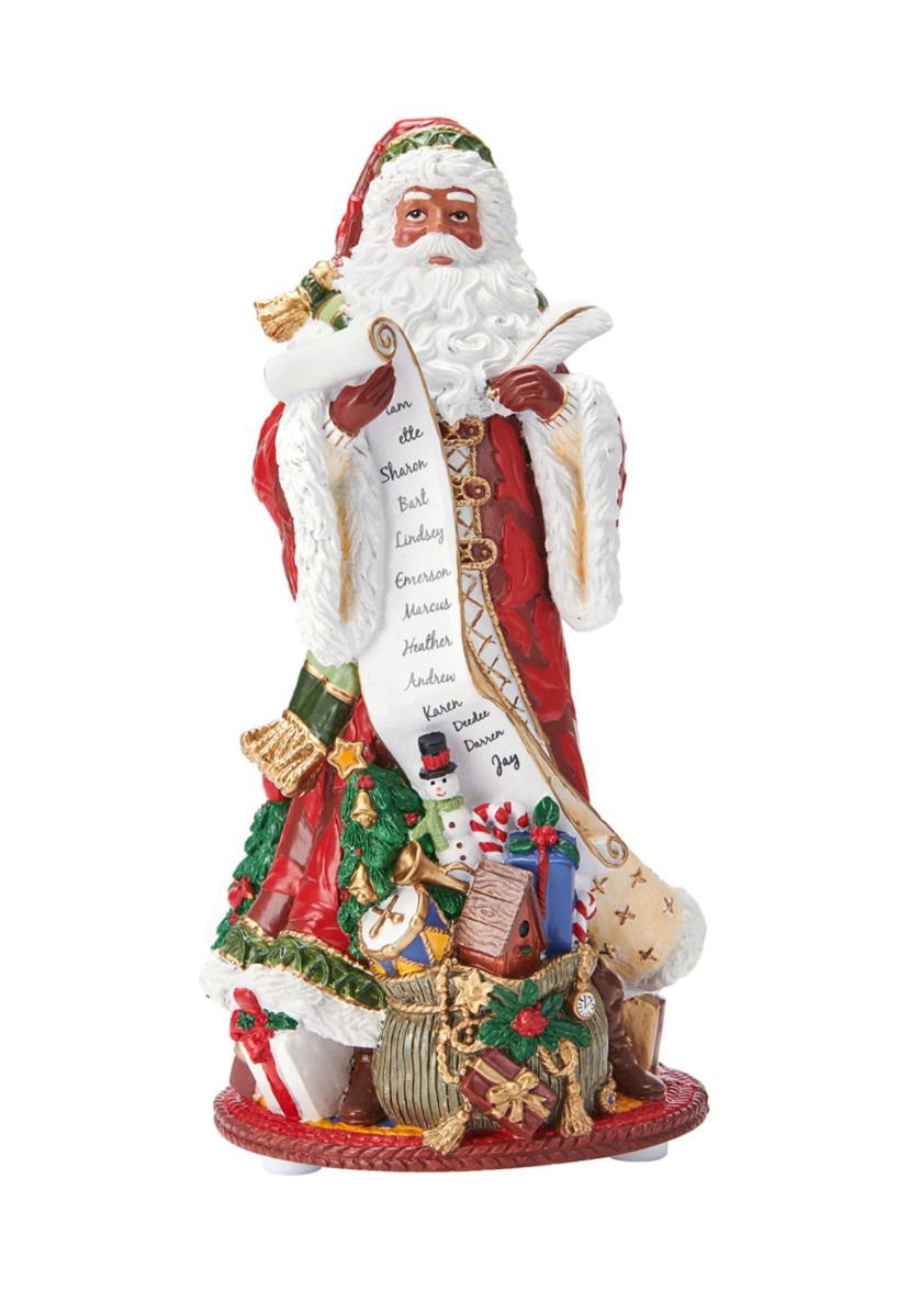 Holiday Home African American Santa Musical Figurine
