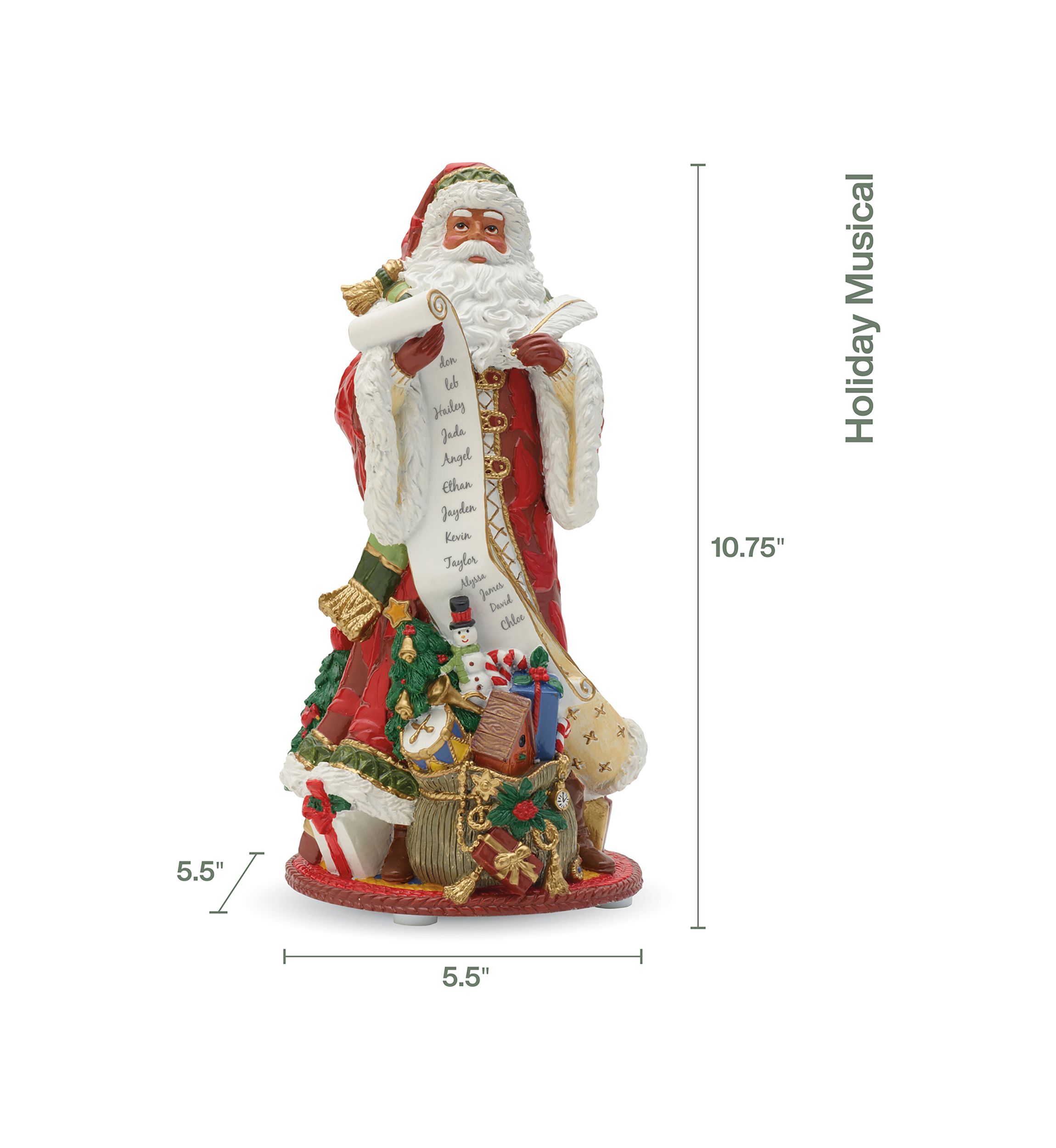 Holiday Home African American Santa Musical Figurine