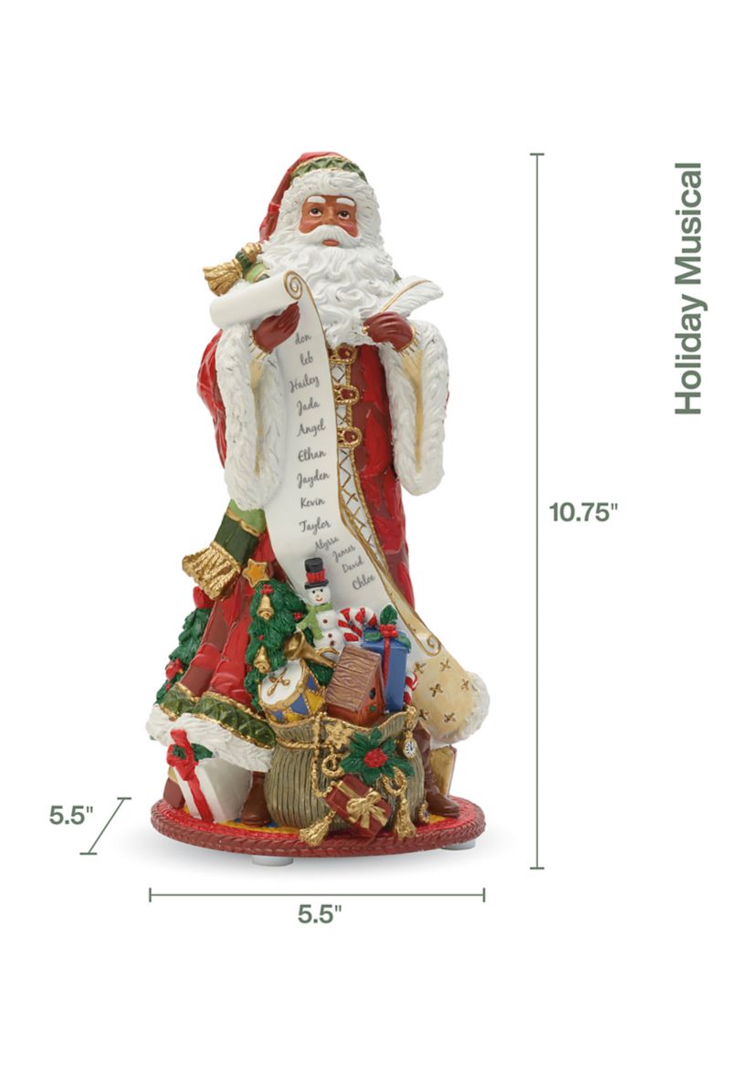 Holiday Home African American Santa Musical Figurine