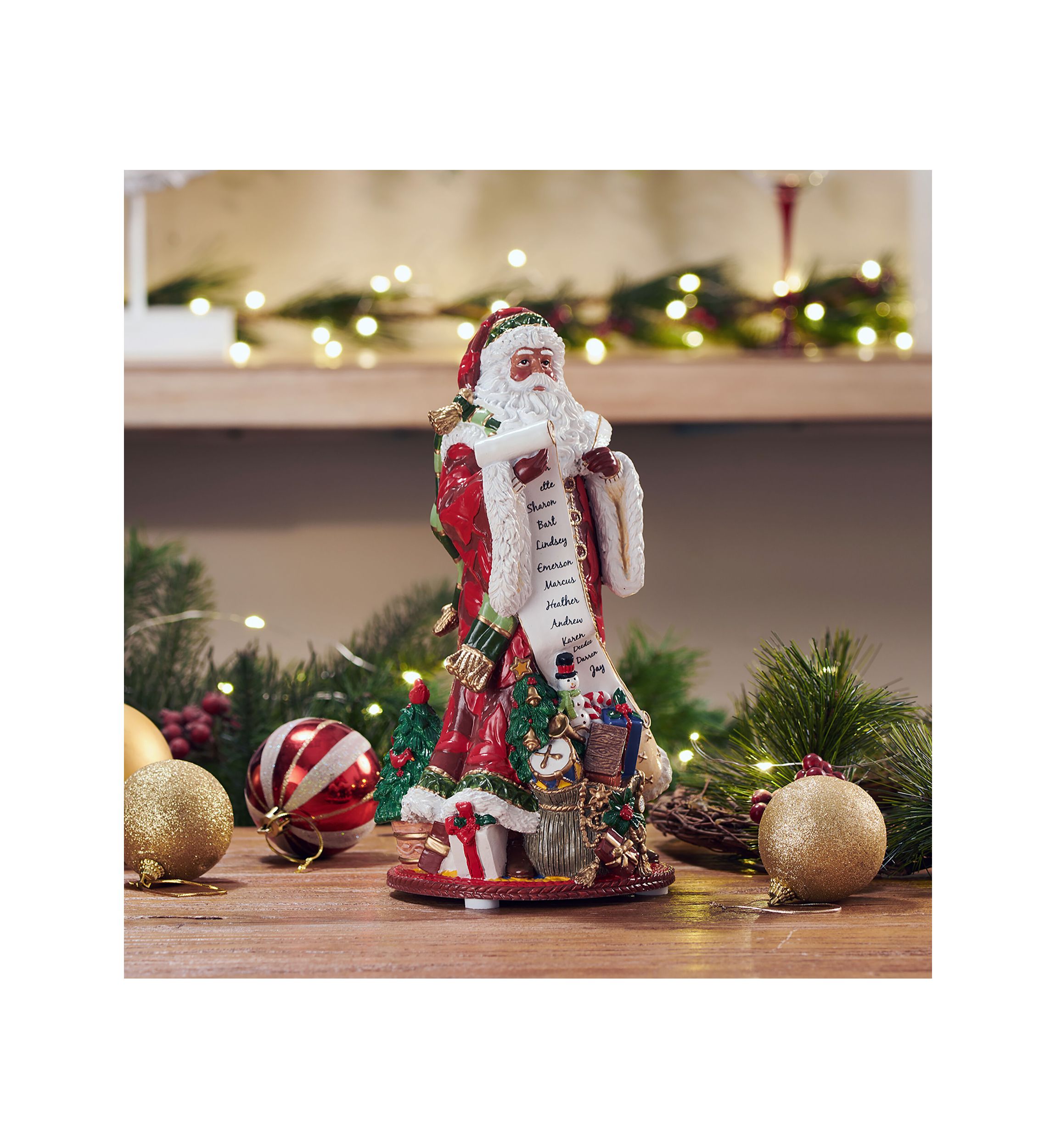 Holiday Home African American Santa Musical Figurine