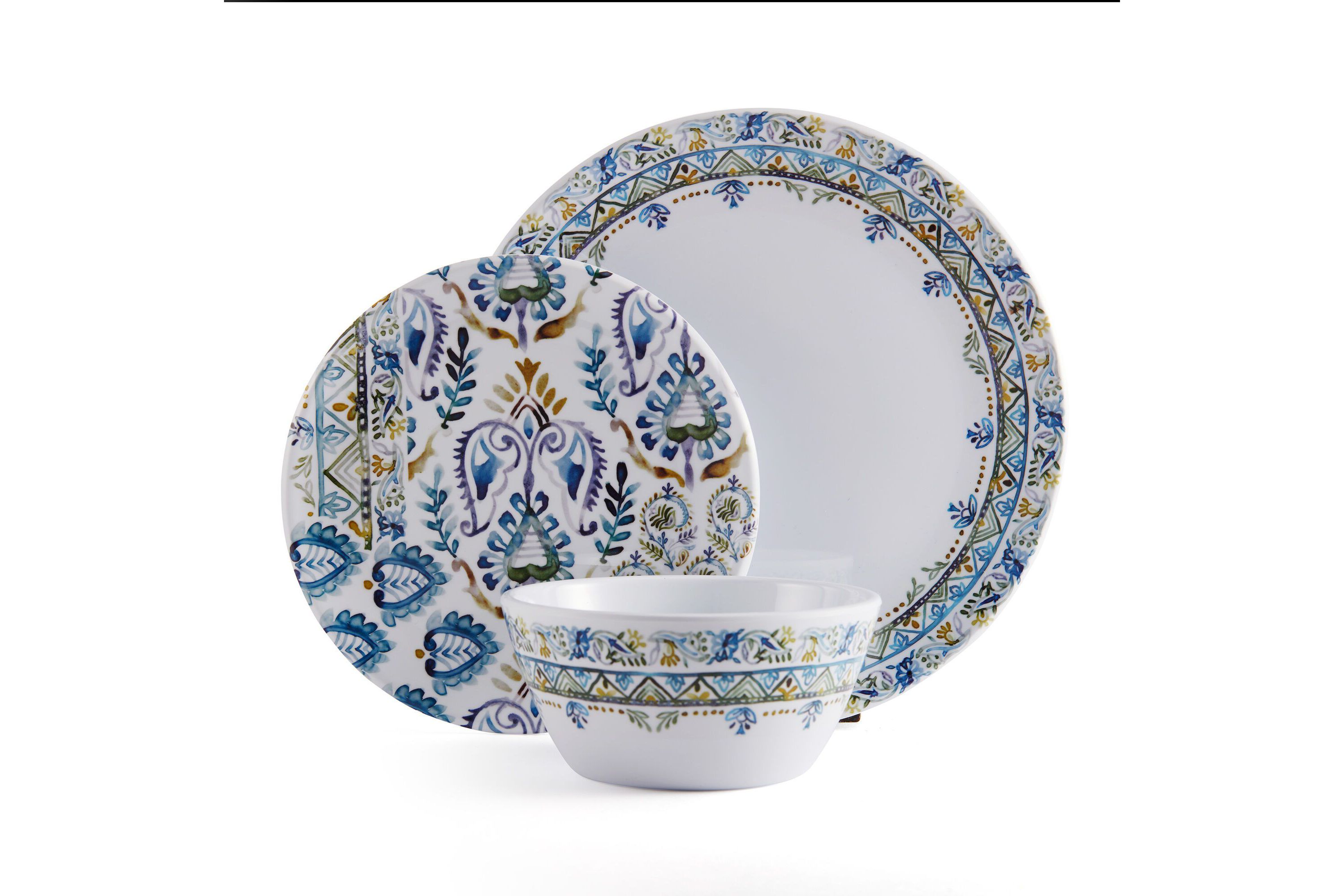 Azure 12-pc Melamine Dinnerware Set, Service for 4